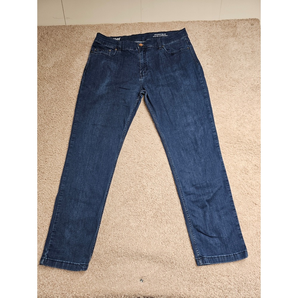 Mugsy Studio Blue Mens Straight Leg Dark Wash Stretch Jeans FLX3NSB 38x30